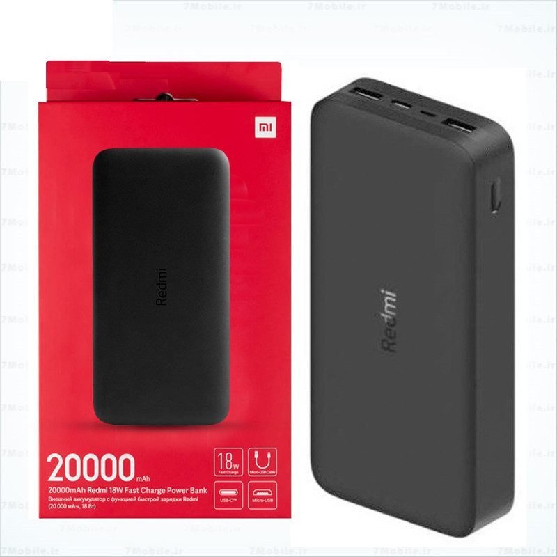 پاوربانک شیائومی فست شارژ مدل Redmi PB200LZM ظرفیت 20000 میلی آمپر - اصلی- همراه با کابل